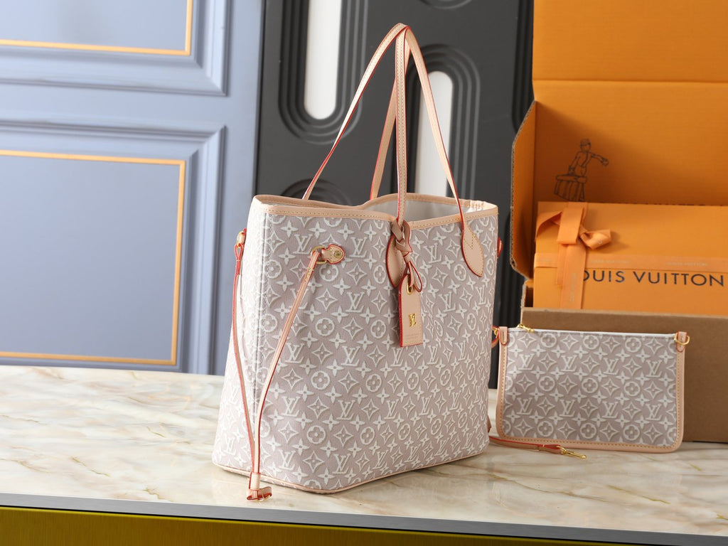 Louis Vuitton Neverfull Monogram Tote with Matching Pouch — side