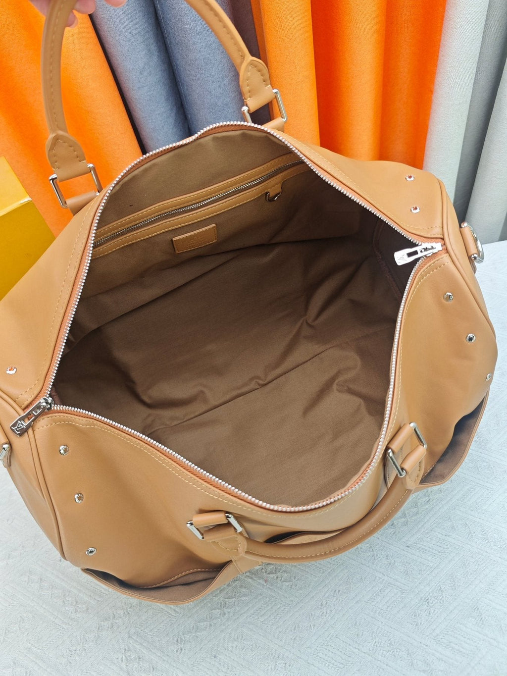 Louis Vuitton Keepall Studded Tan Duffel Bag — detail