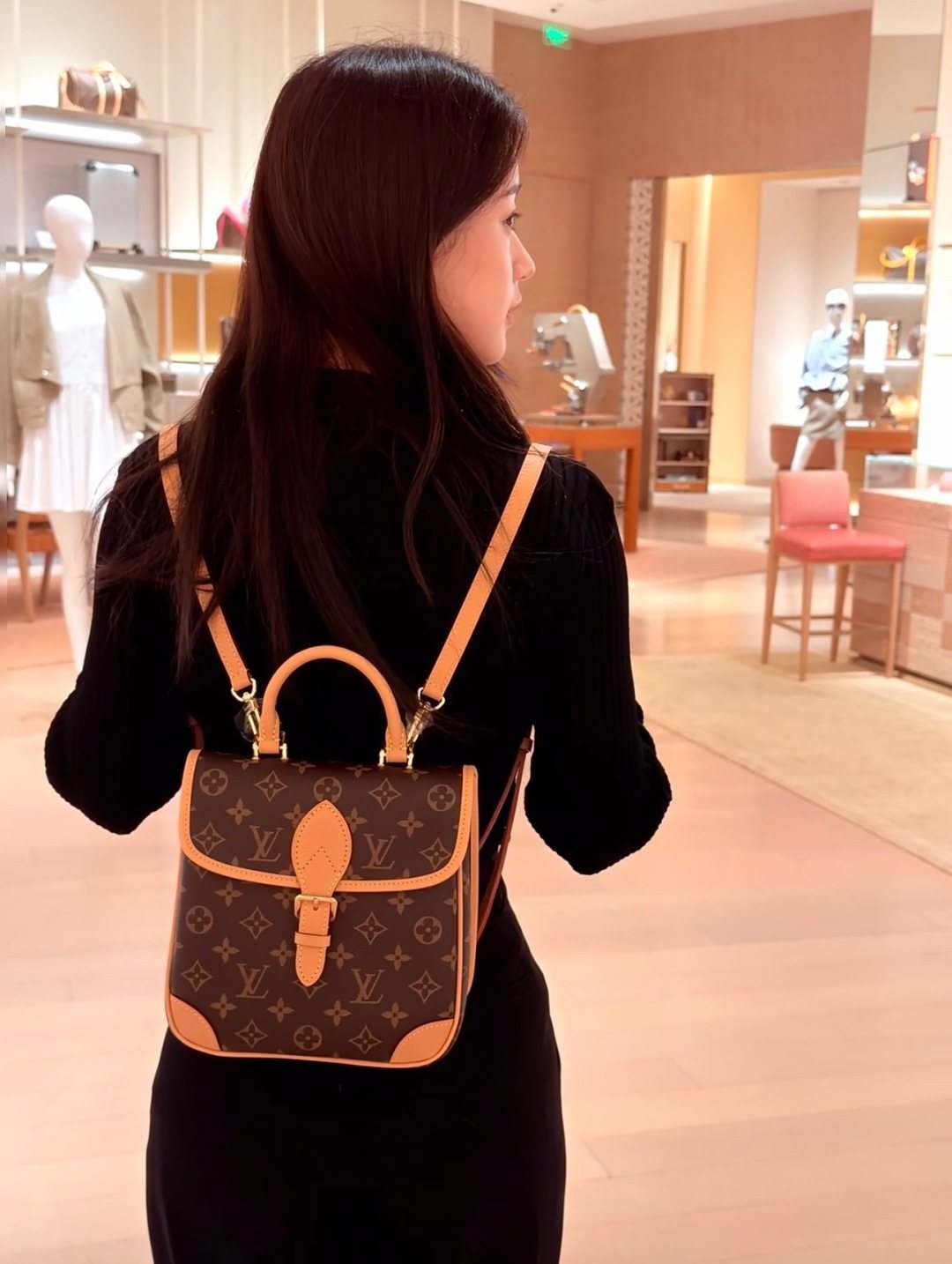 Louis Vuitton Diane Monogram Backpack — model