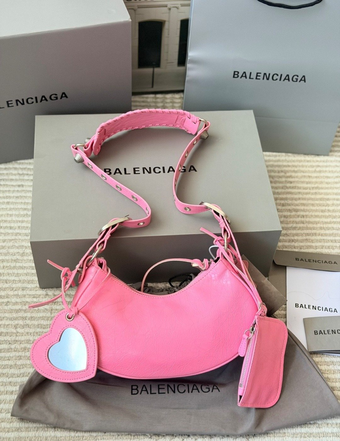 Balenciaga Le Cagole Studded Crescent Shoulder Bag — back