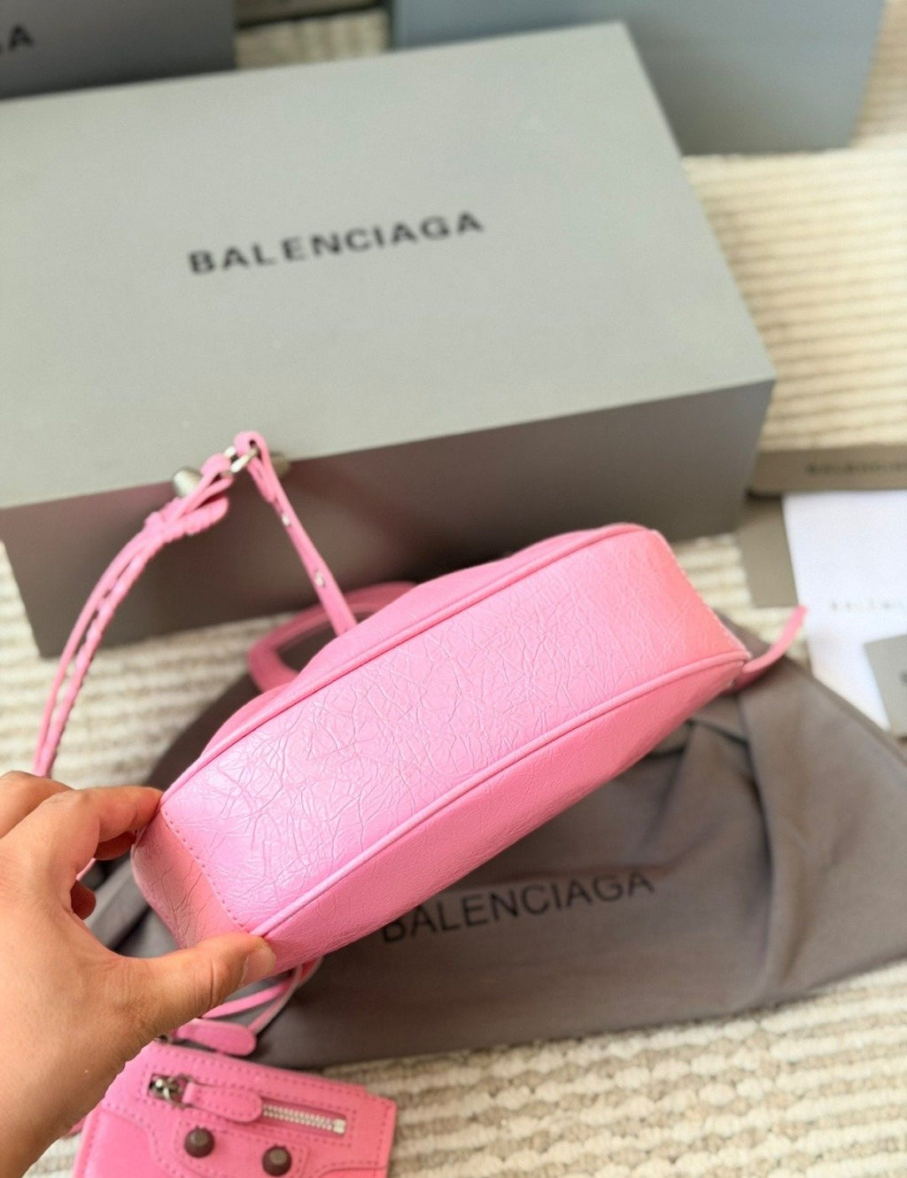 Balenciaga Le Cagole Studded Crescent Shoulder Bag — detail