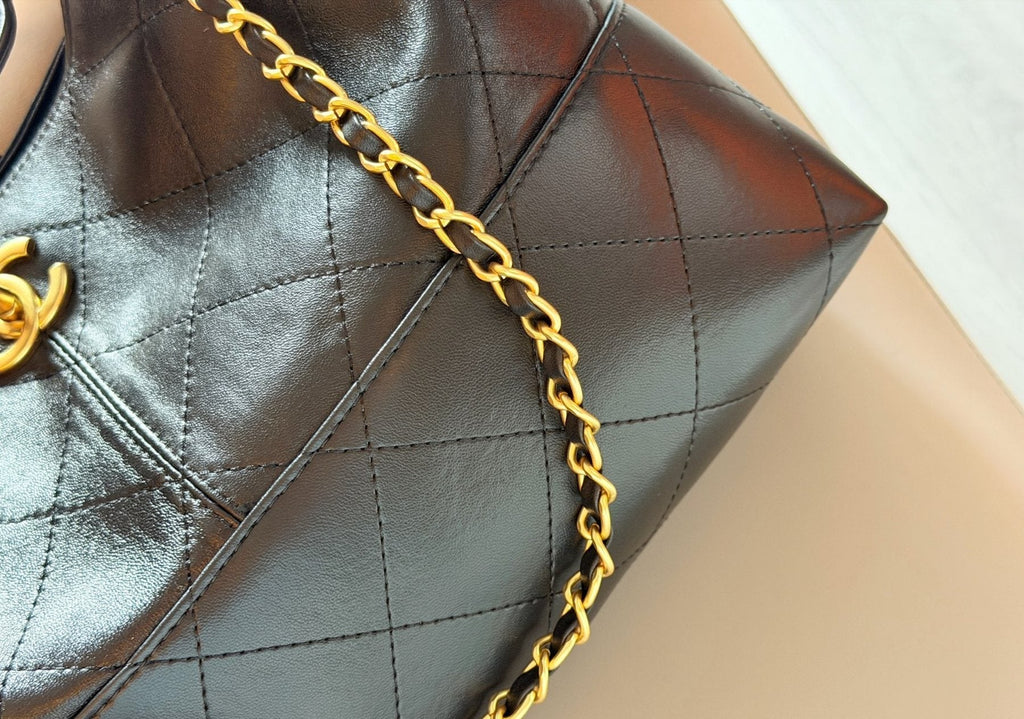 Chanel Quilted Hobo Bag with Draped Chain — detail