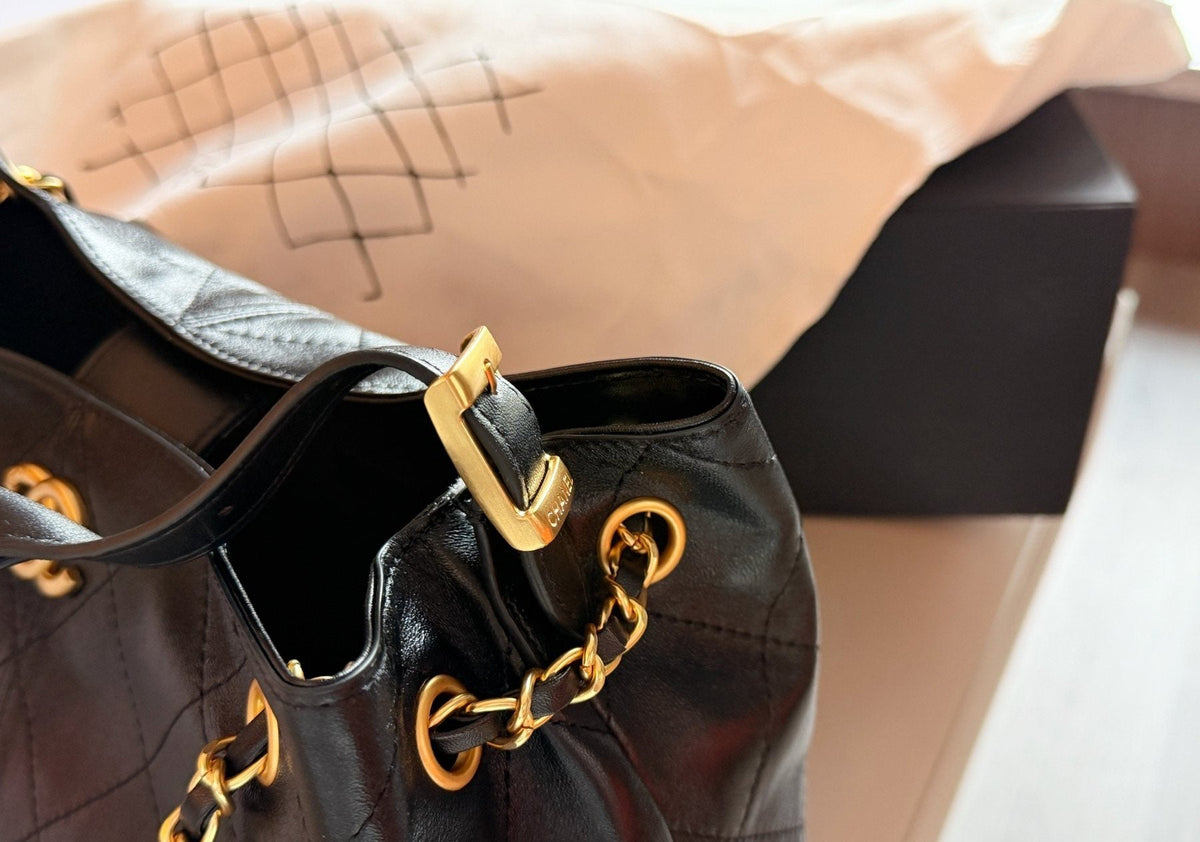 Chanel Quilted Hobo Bag with Draped Chain — detail