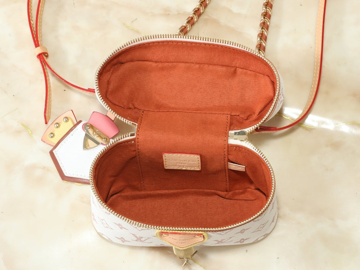 Louis Vuitton Vanity Chain Pouch in Cream and Pink Monogram — detail