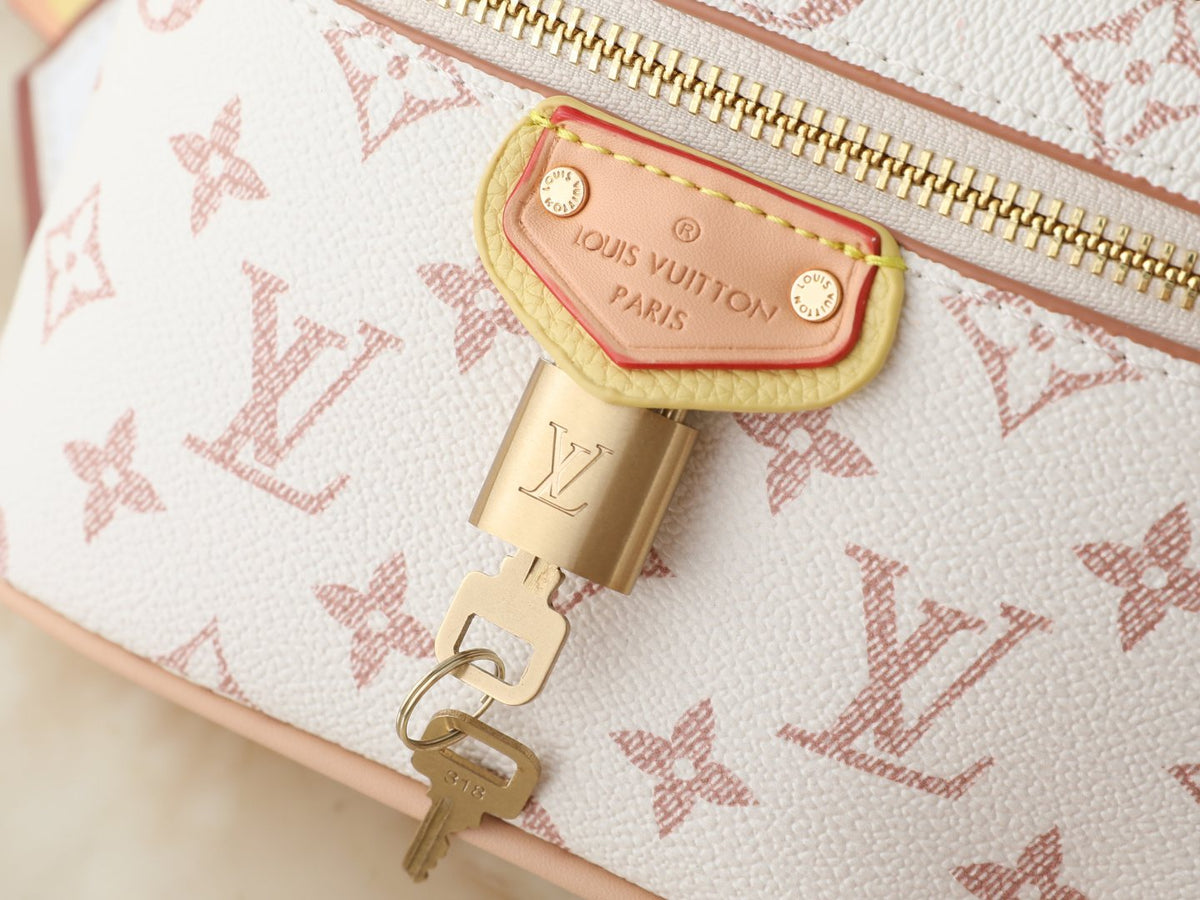 Louis Vuitton Vanity Chain Pouch in Cream and Pink Monogram — detail