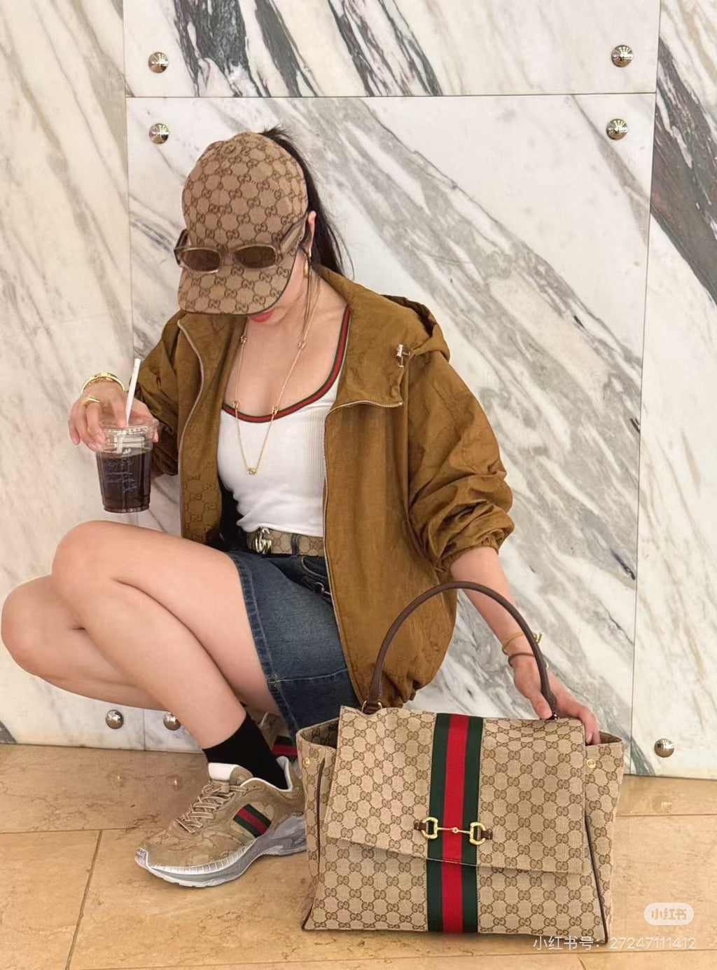 Gucci Paparazzo Monogram Horsebit Top-Handle Bag — hero