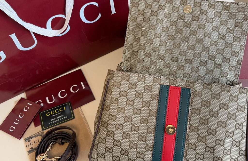 Gucci Paparazzo Monogram Horsebit Top-Handle Bag — detail