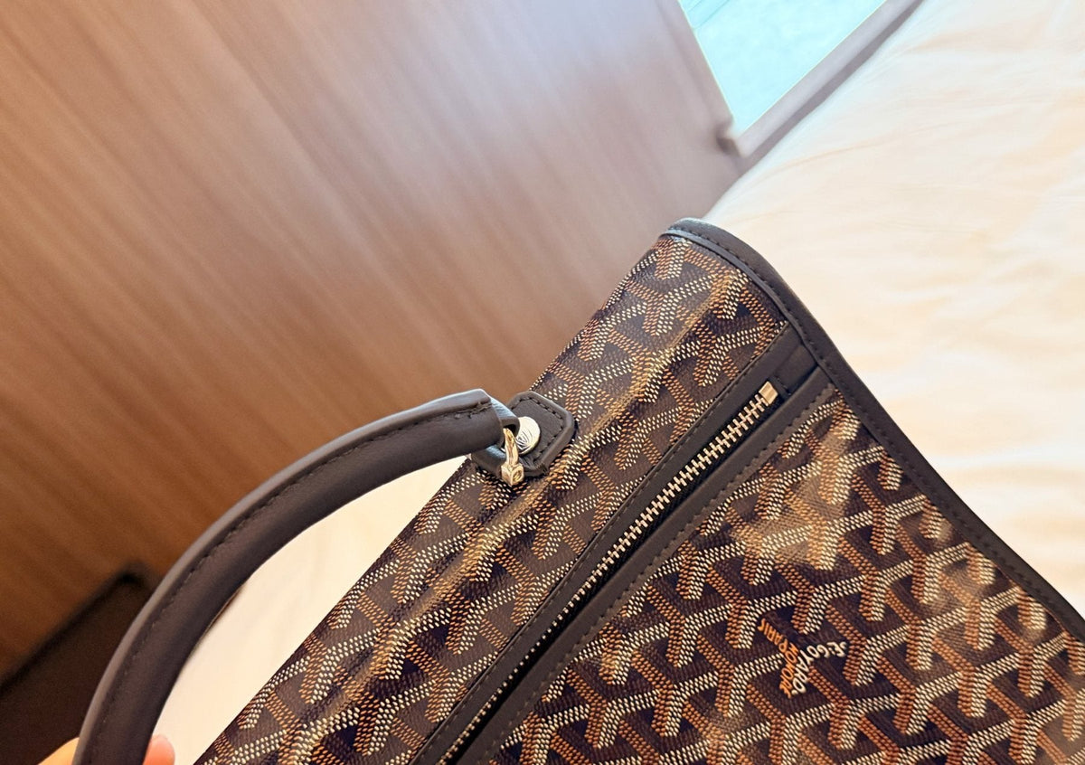Goyard Patterned Folded-Gusset Backpack — detail