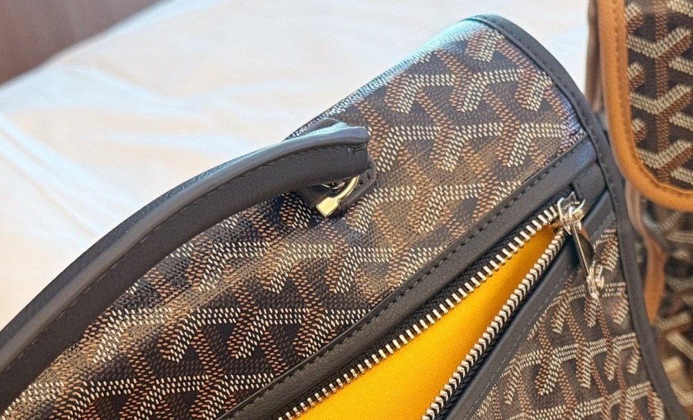 Goyard Patterned Folded-Gusset Backpack — detail