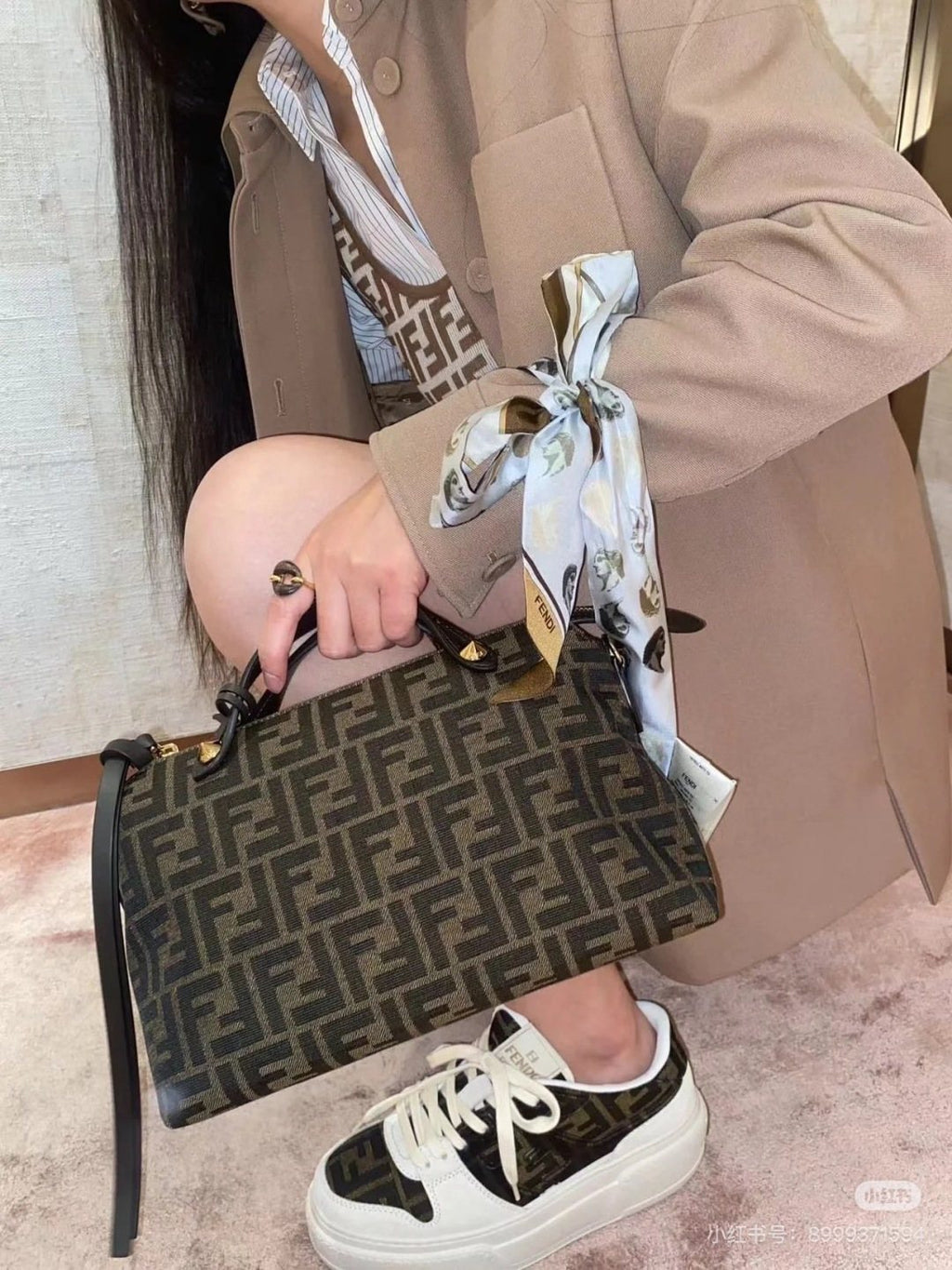 Fendi Framed Monogram Top-Handle Shoulder Bag — model
