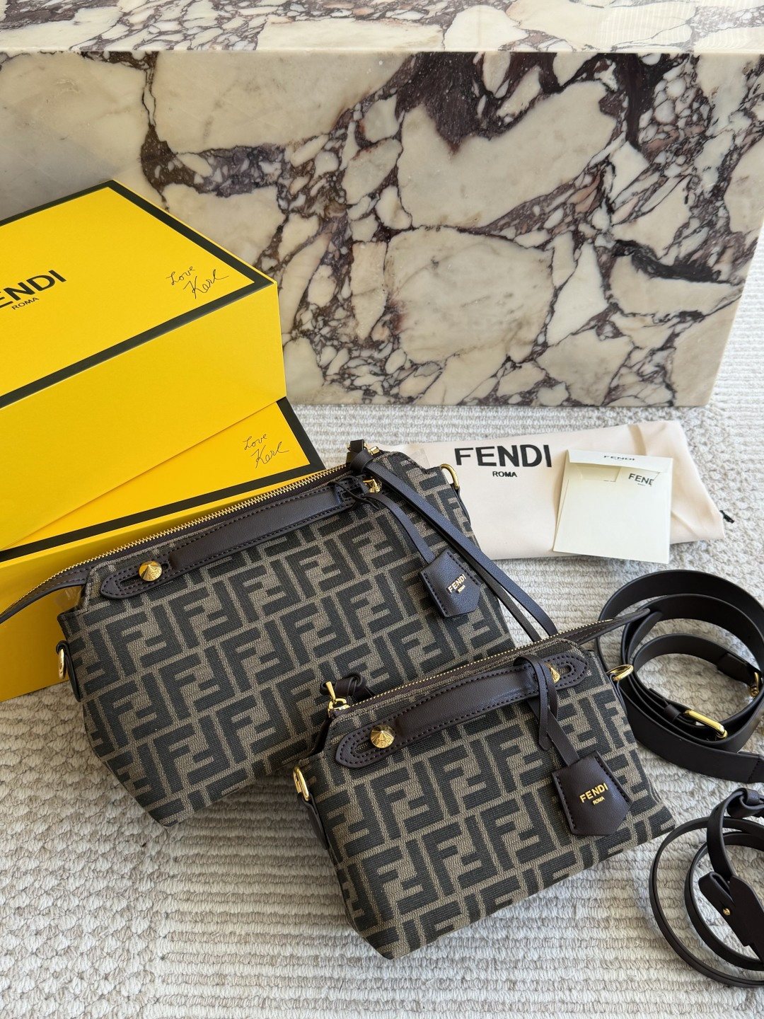 Fendi Framed Monogram Top-Handle Shoulder Bag — comparison
