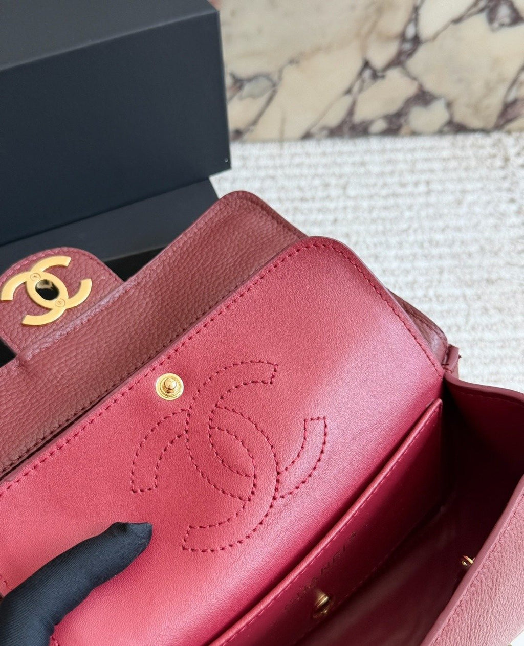 Chanel Maxi Flap Leather Shoulder Bag — detail