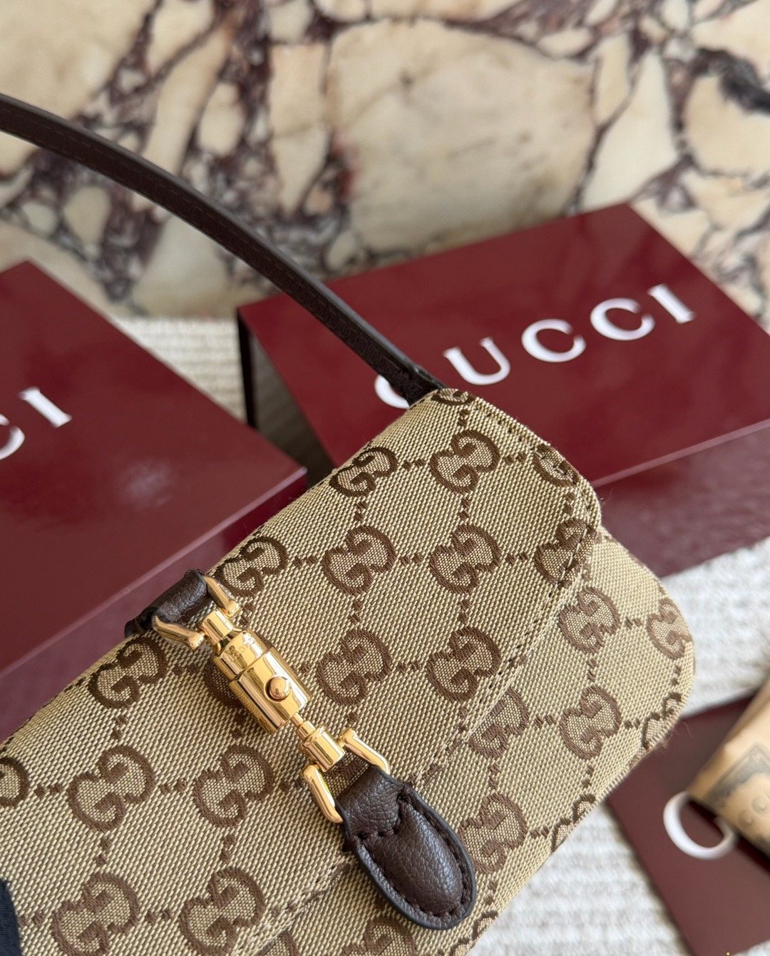 Gucci Jackie GG Flap Shoulder Bag — detail