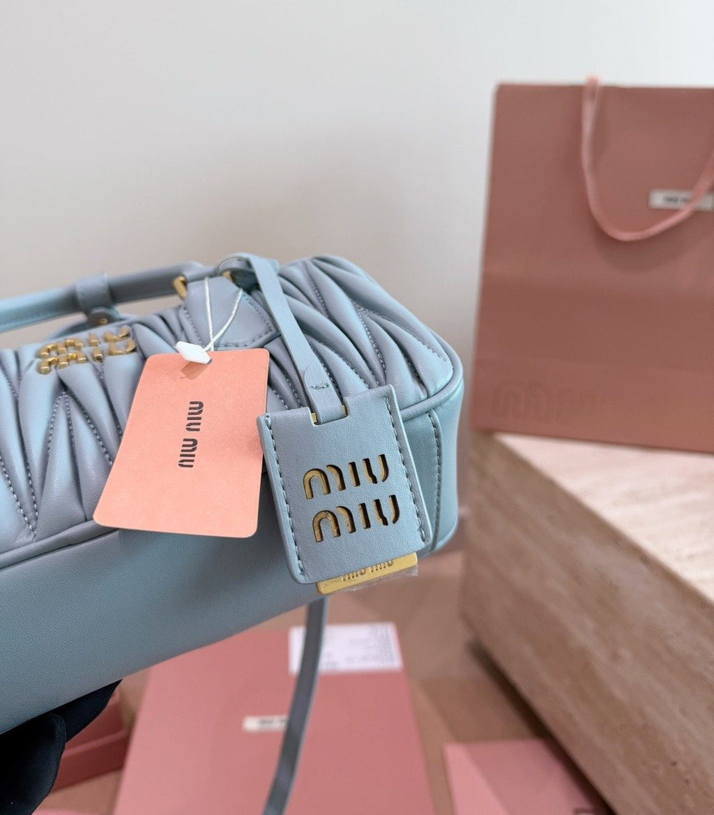 Miu Miu Gathered Bowling Top-Handle Bag — detail