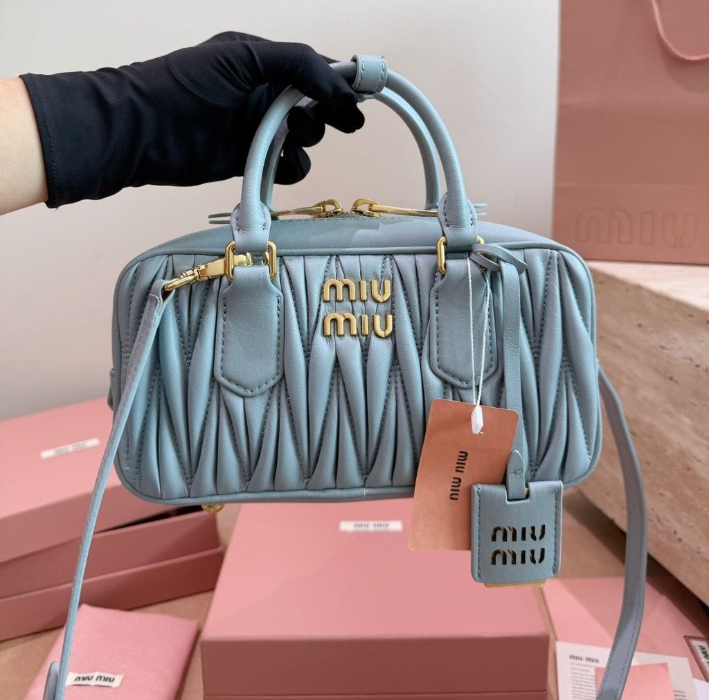 Miu Miu Gathered Bowling Top-Handle Bag — model