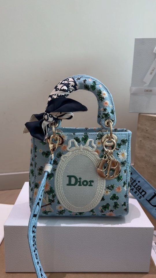 Dior Lady D-Lite Floral Embroidered Top-Handle Bag — hero