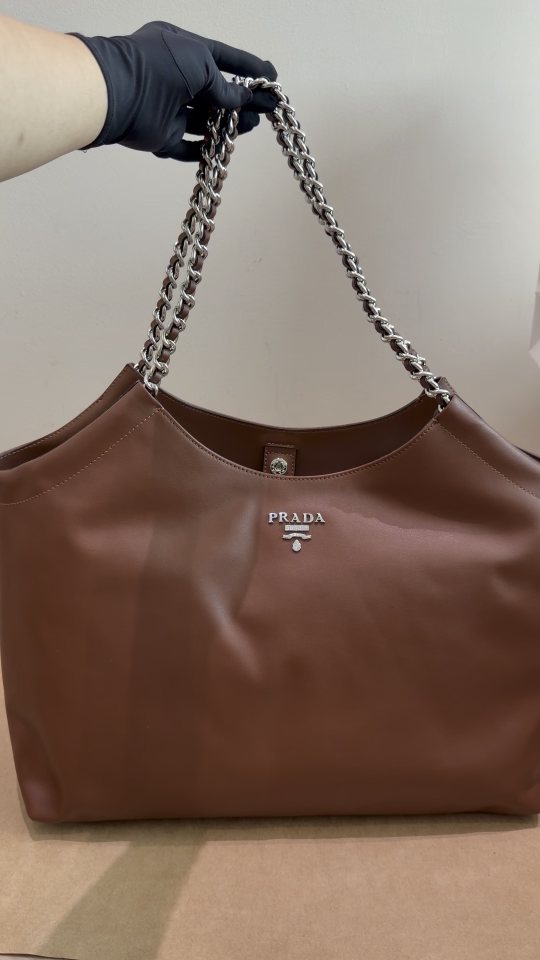 Prada Chain-Handle Folded-Side Tote Bag — front