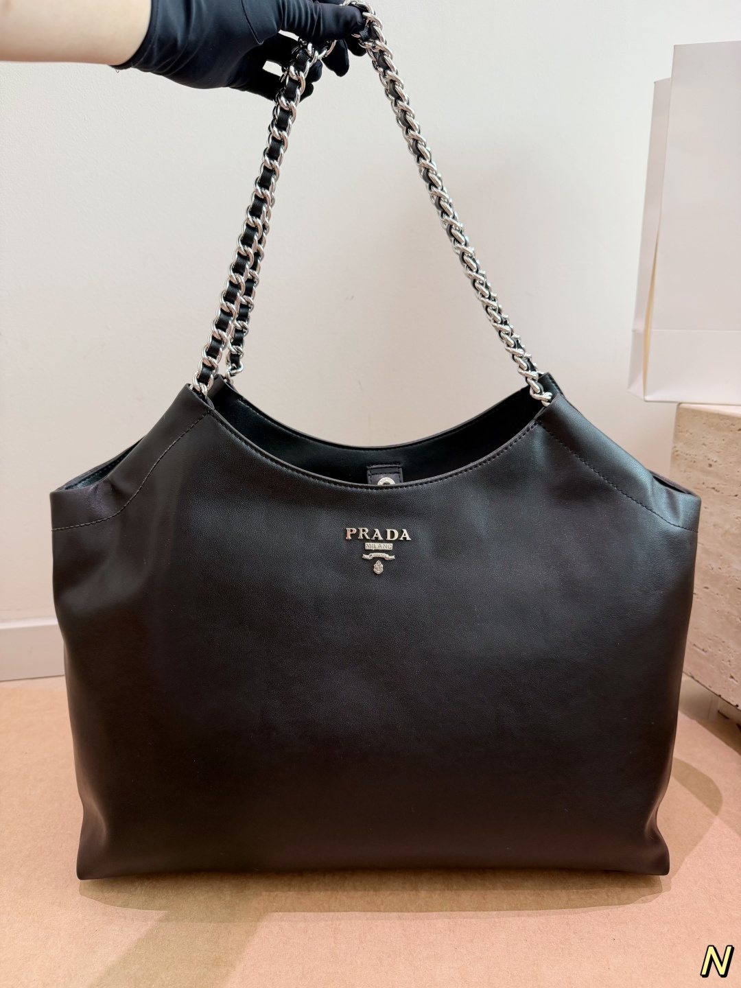Prada Chain-Handle Folded-Side Tote Bag — hero