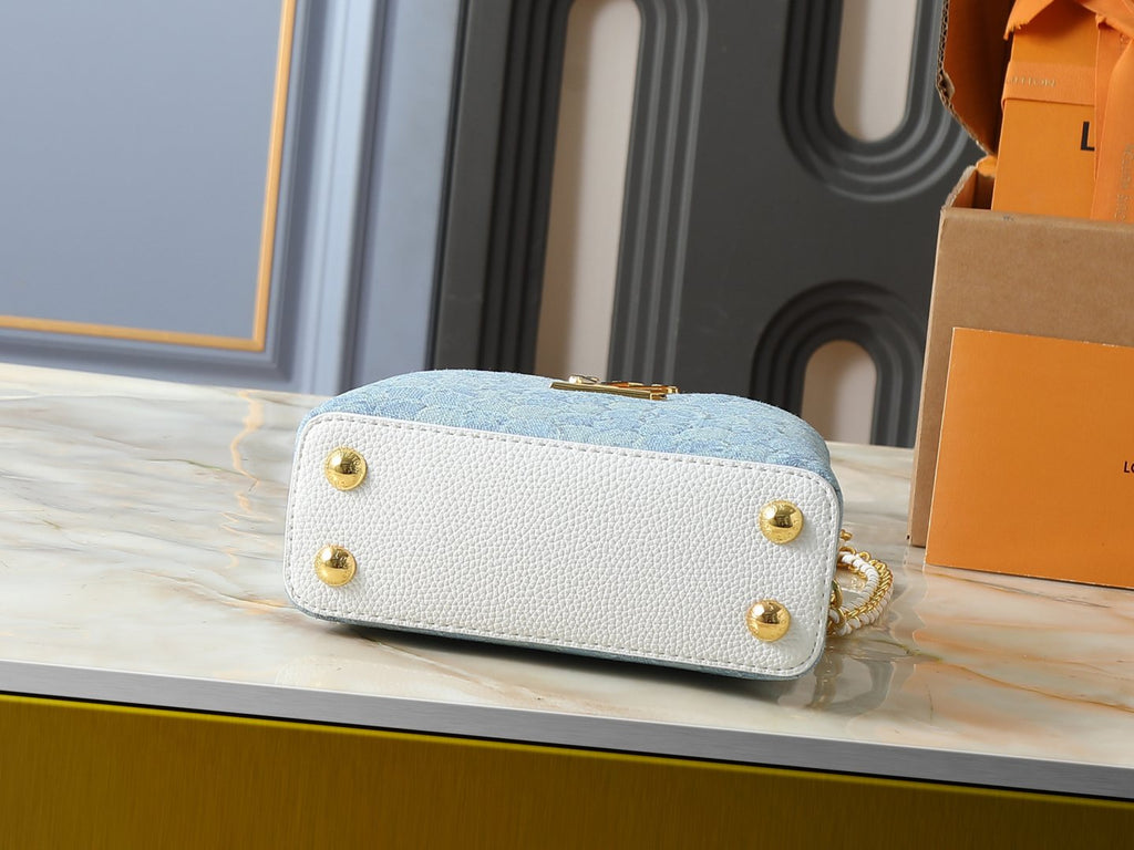 Louis Vuitton Capucines Denim Rendez-Vous Top-Handle Bag — detail