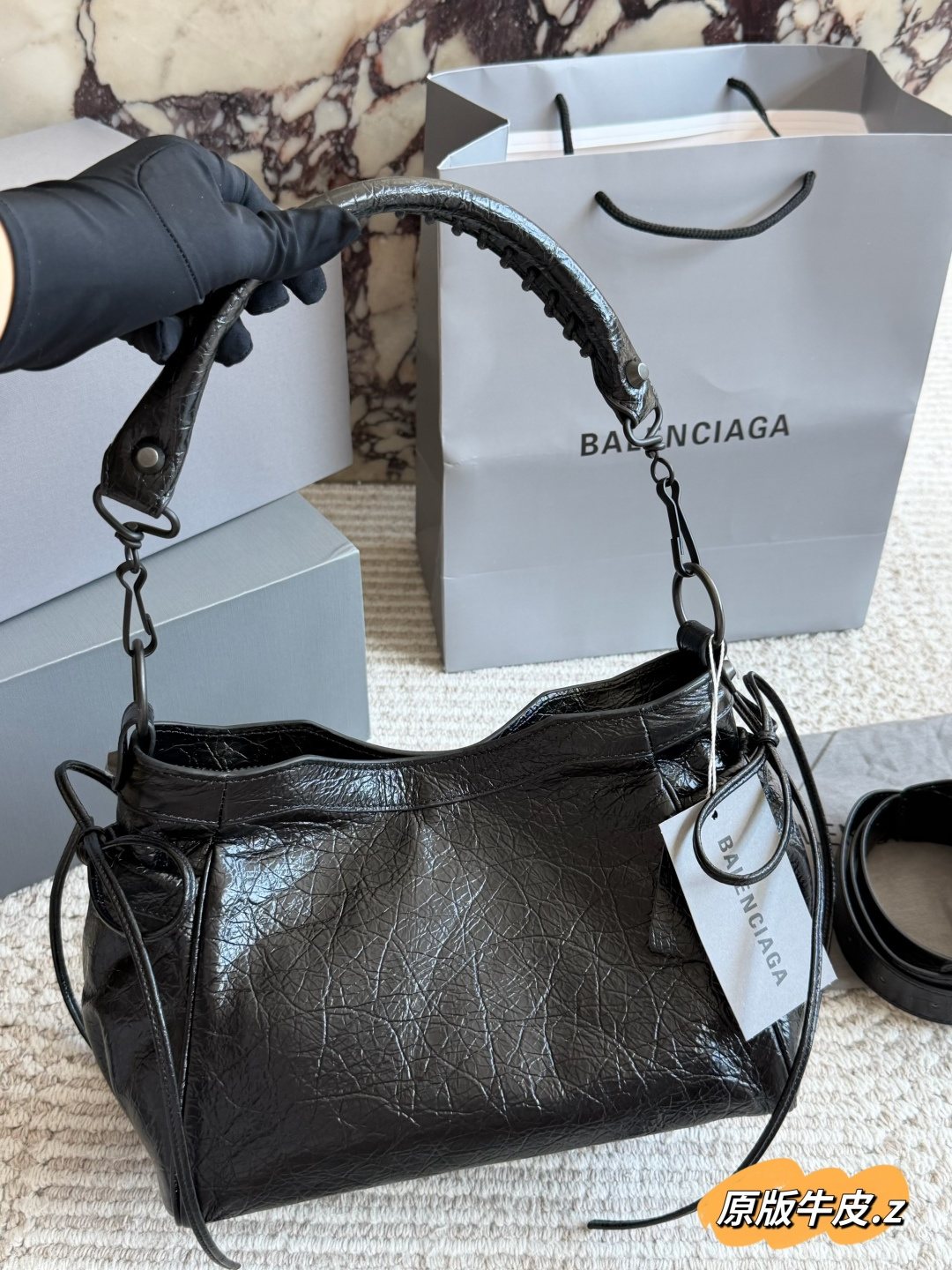 Balenciaga Gathered Studded Shoulder Bag — back