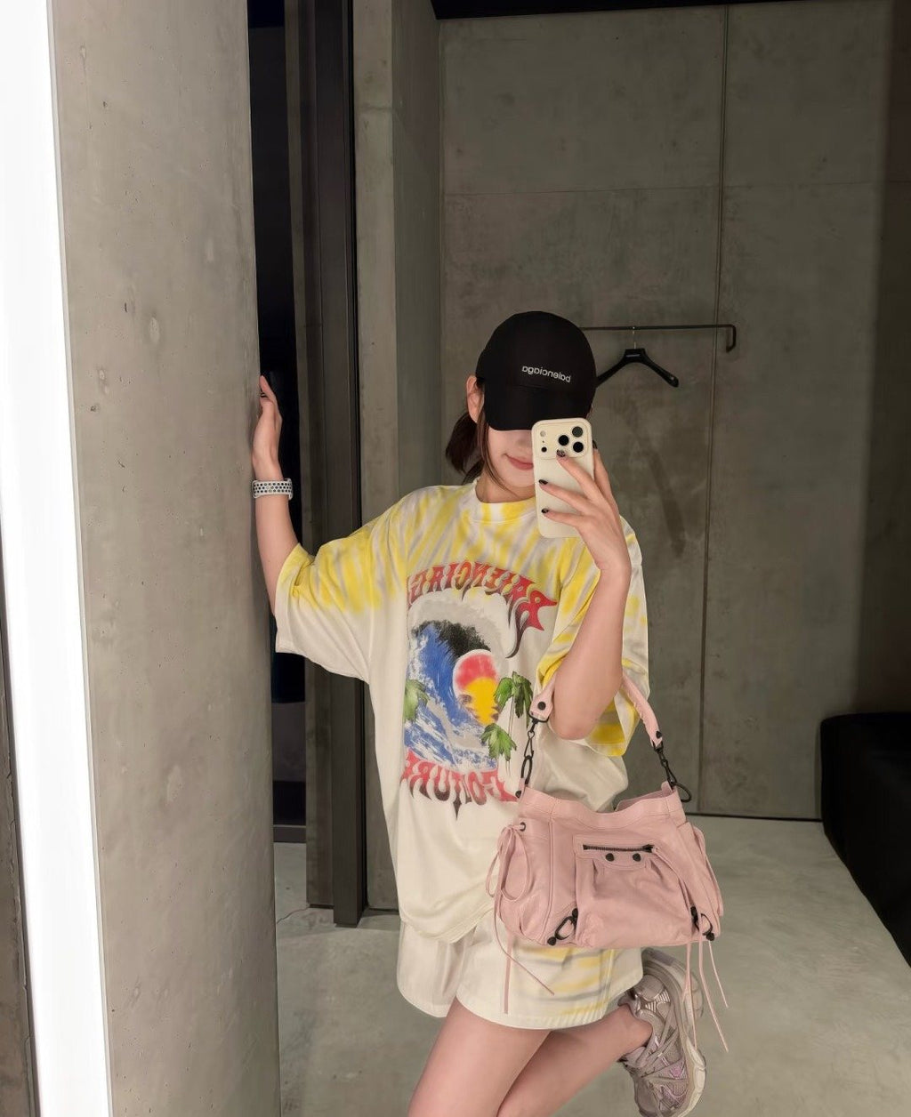 Balenciaga Gathered Studded Shoulder Bag — model