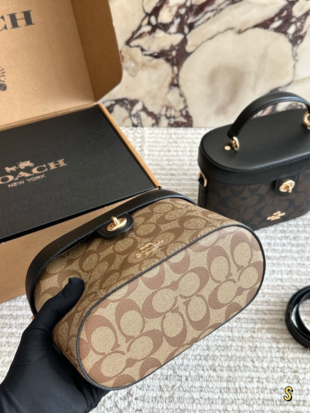 Coach Georgie Monogram Top-Handle Box Bag — front
