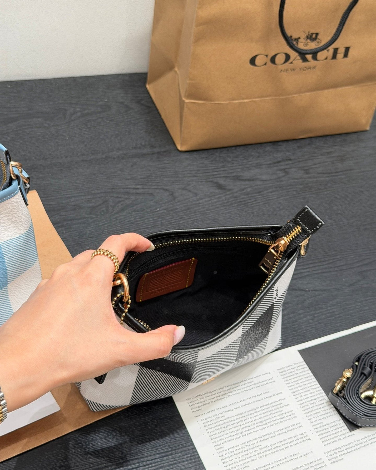 Coach Laurel Check Shoulder Bag — detail