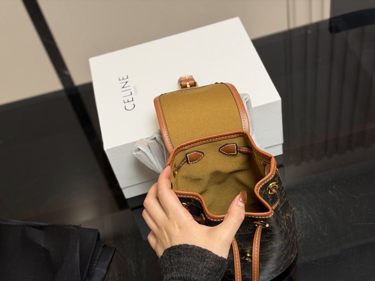Celine Triomphe Patterned Flap Backpack — front