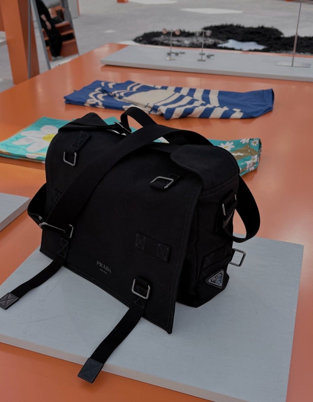 Prada Four-Buckle Flap Messenger Bag — side