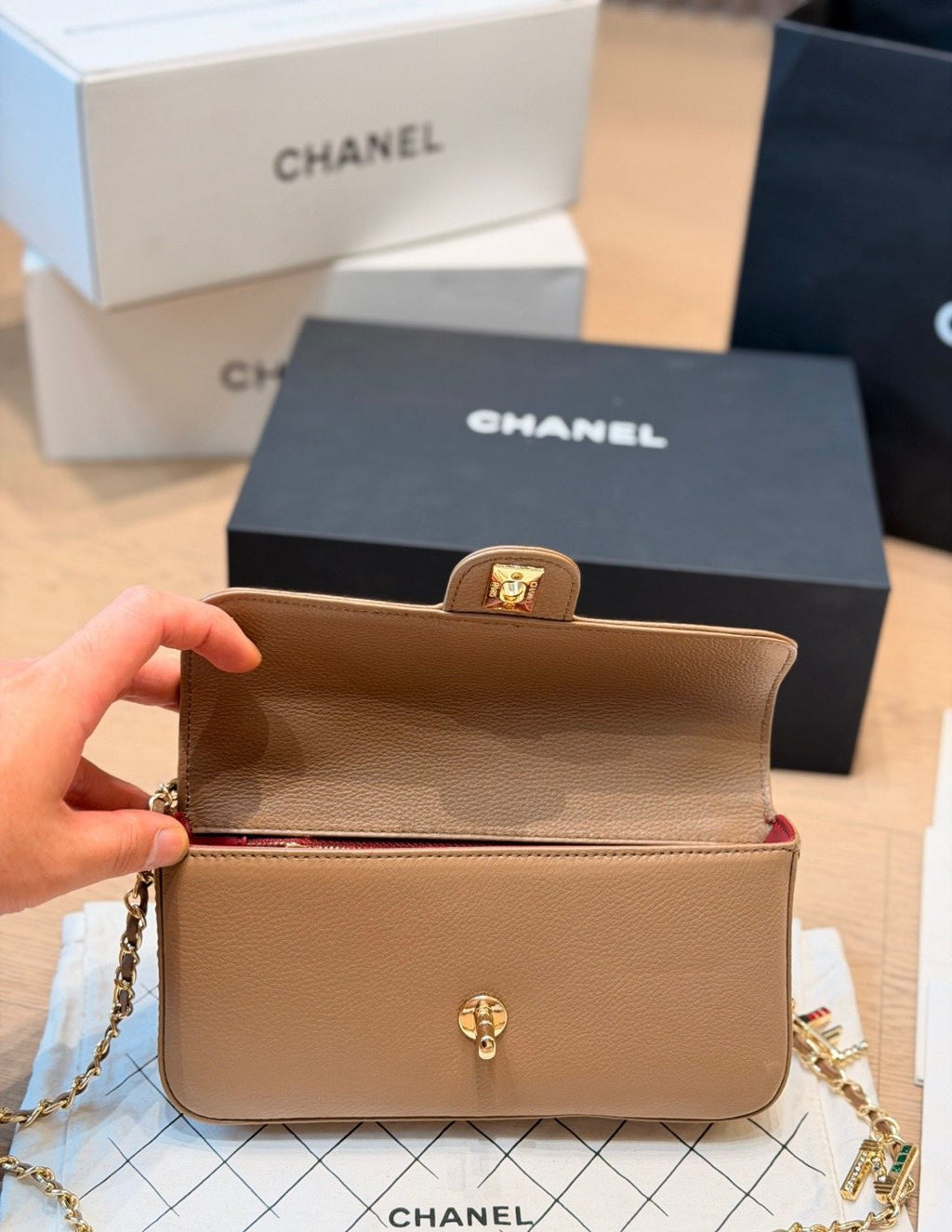 Chanel Letter-Charm Chain Flap Shoulder Bag — front