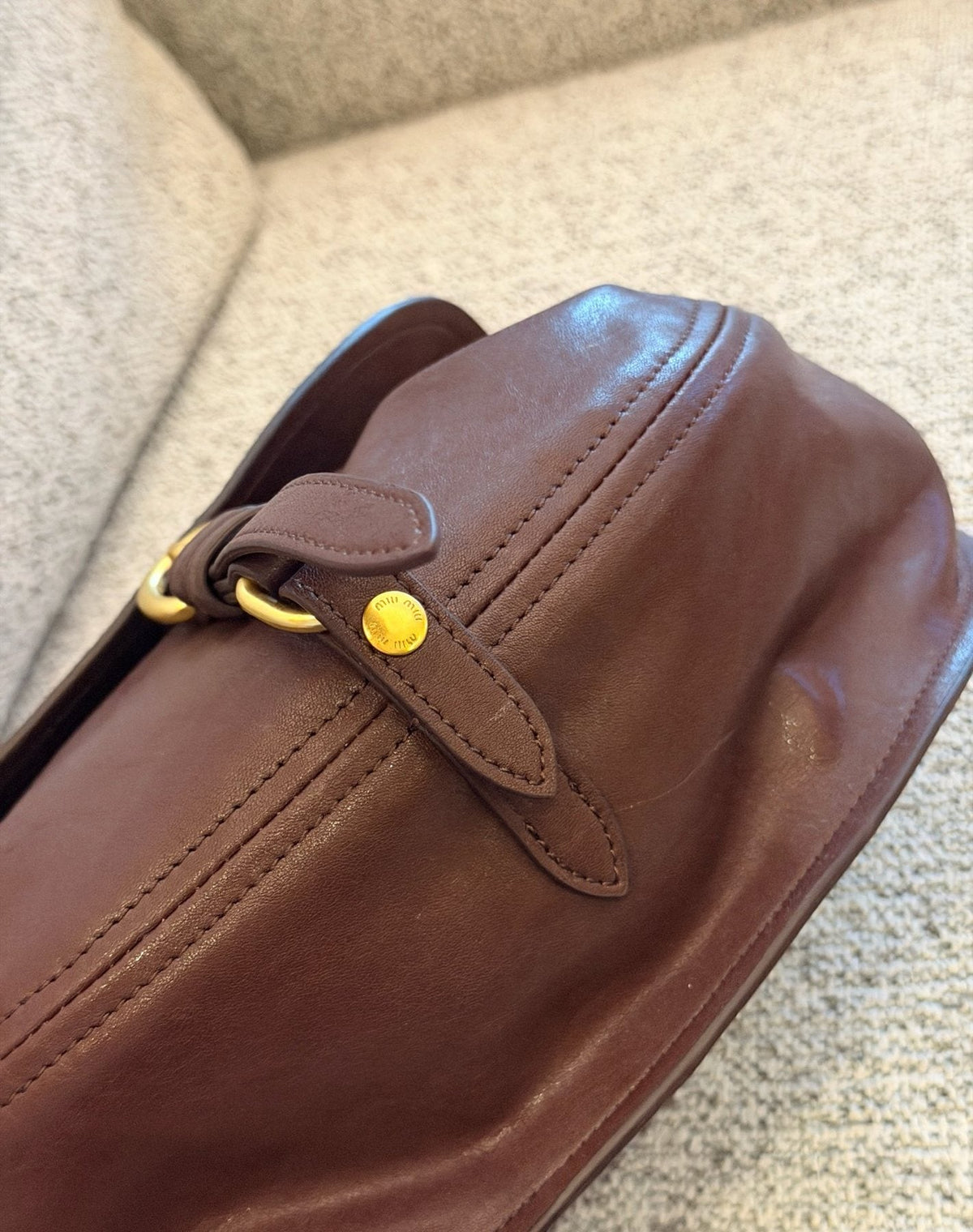 Miu Miu Rendez-Vouz Gathered Saddle Bag — detail
