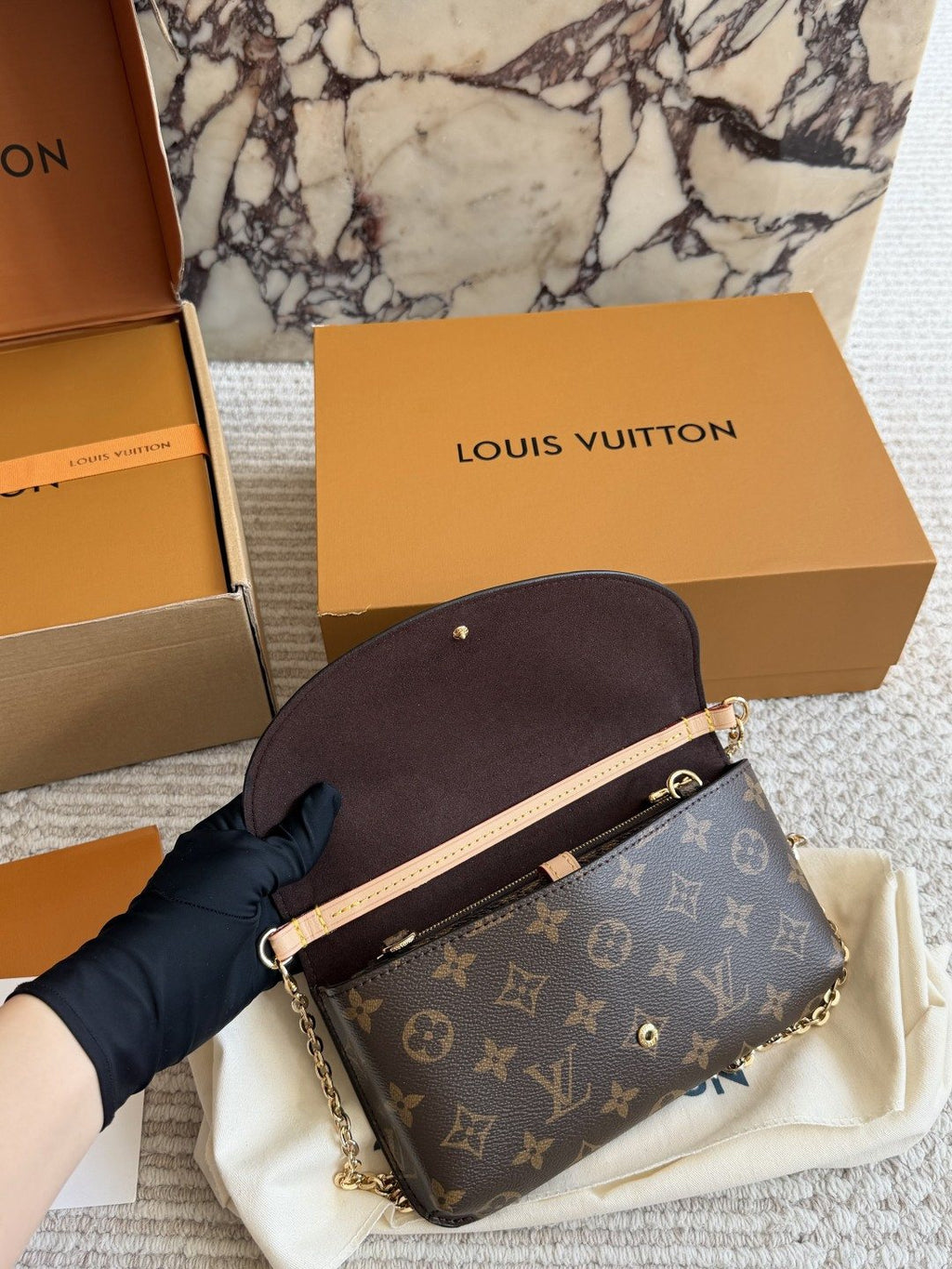 Louis Vuitton Monogram Rounded-Flap Chain Shoulder Bag — front