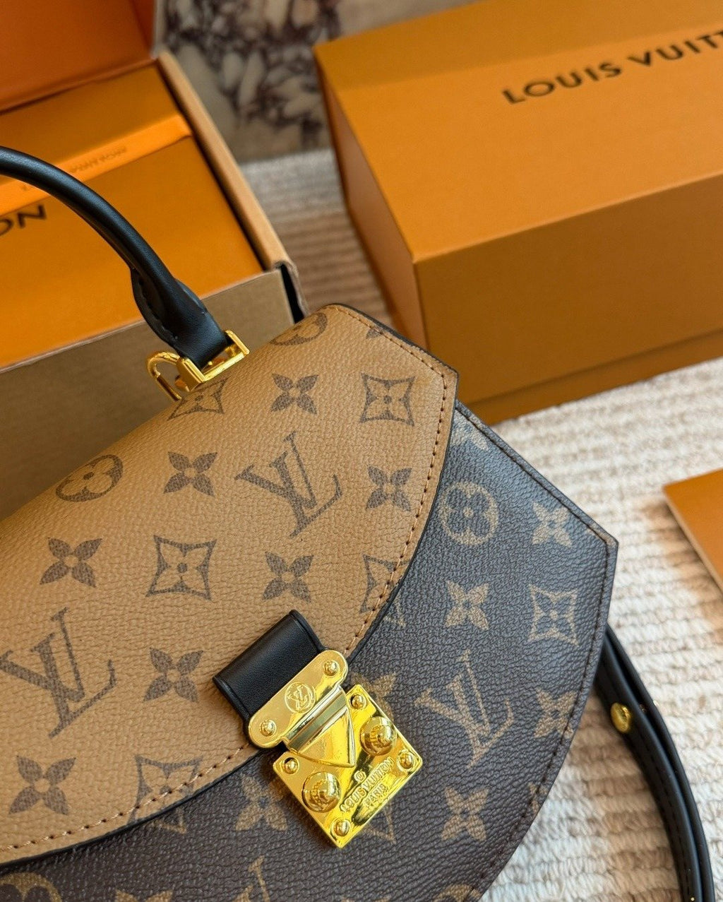 Louis Vuitton Tilsitt Two-Tone Monogram Top-Handle Bag — detail