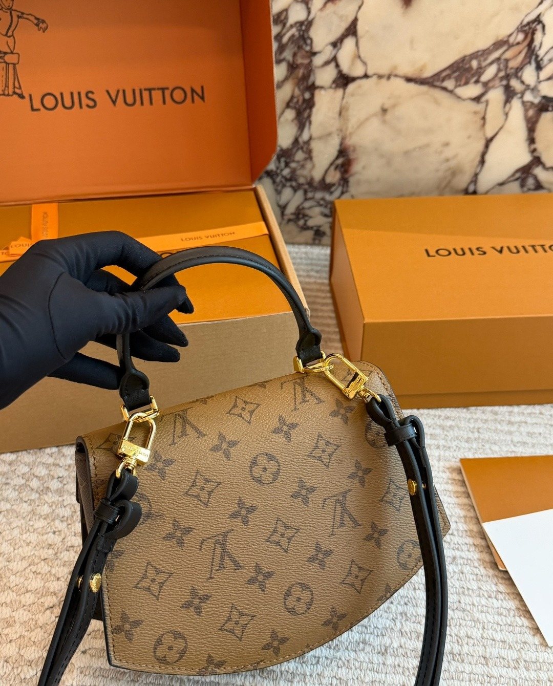 Louis Vuitton Tilsitt Two-Tone Monogram Top-Handle Bag — back