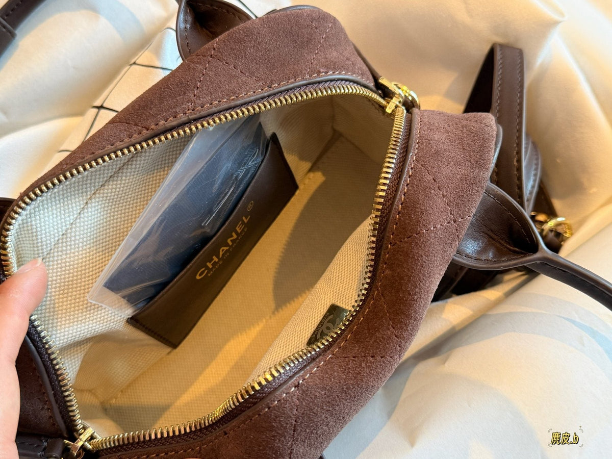 Chanel Diamond-Pattern Bowling Bag — front