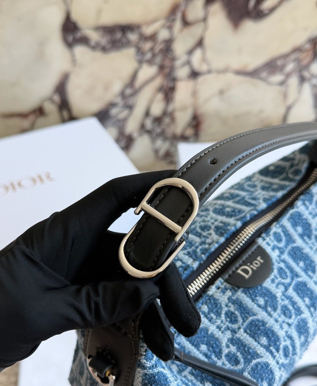 Dior Nomad Oblique Top-Handle Shoulder Bag — detail