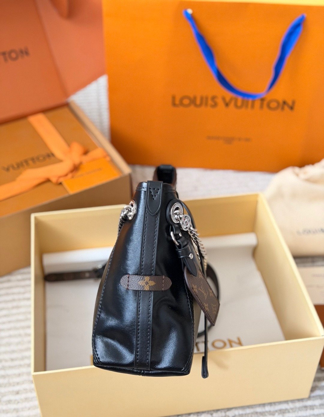 Louis Vuitton Carryall Vibe BB Black Shoulder Bag — side