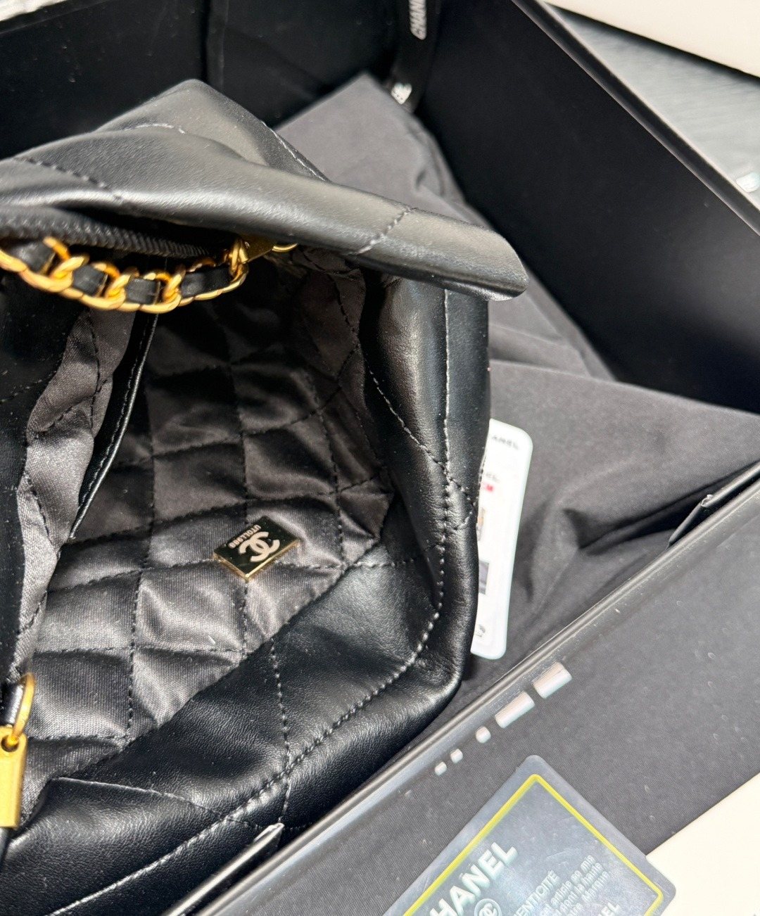 Chanel Mini 22 Quilted Chain Shoulder Bag — detail