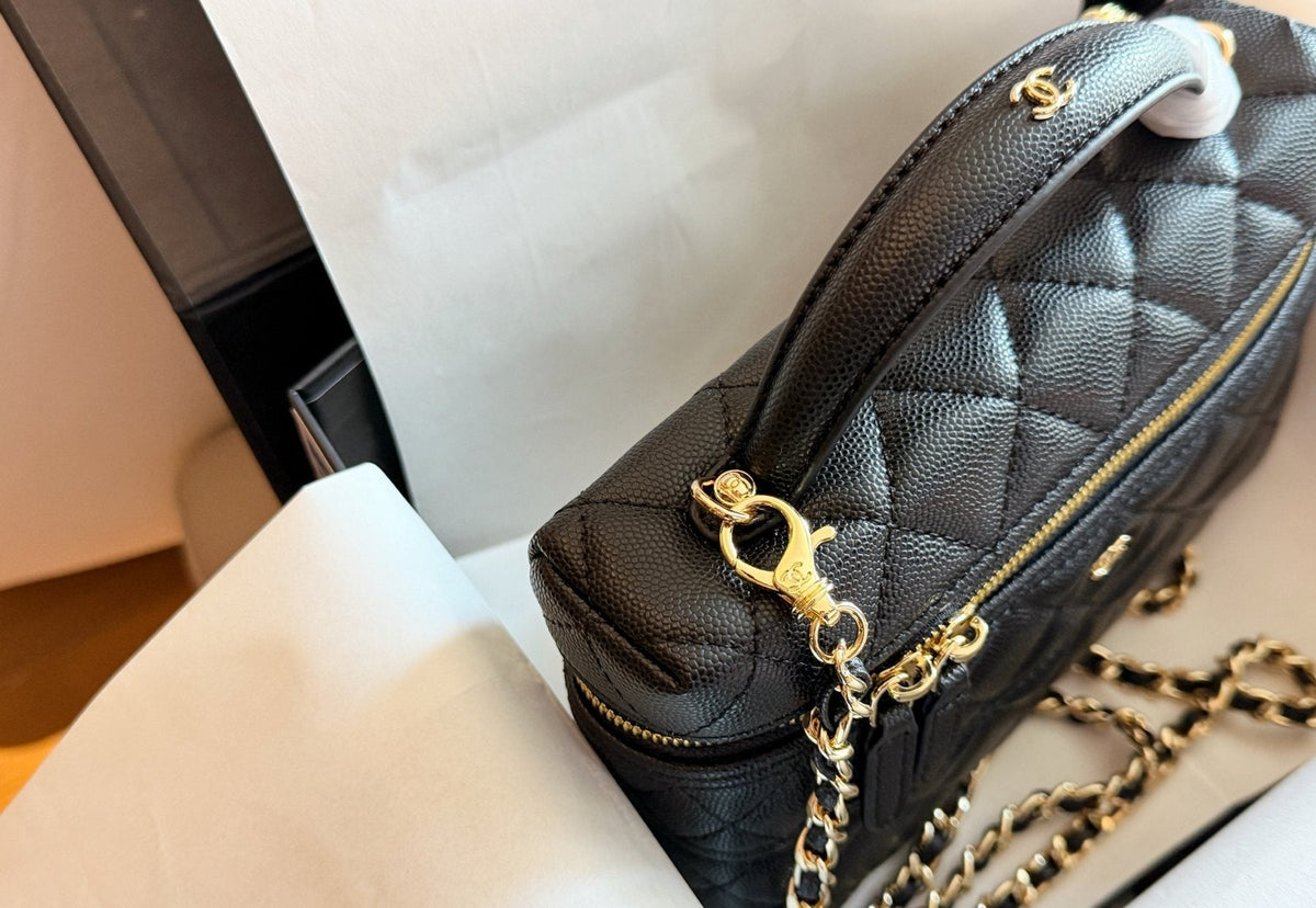 Chanel Diamond-Quilted Box Crossbody Bag — detail