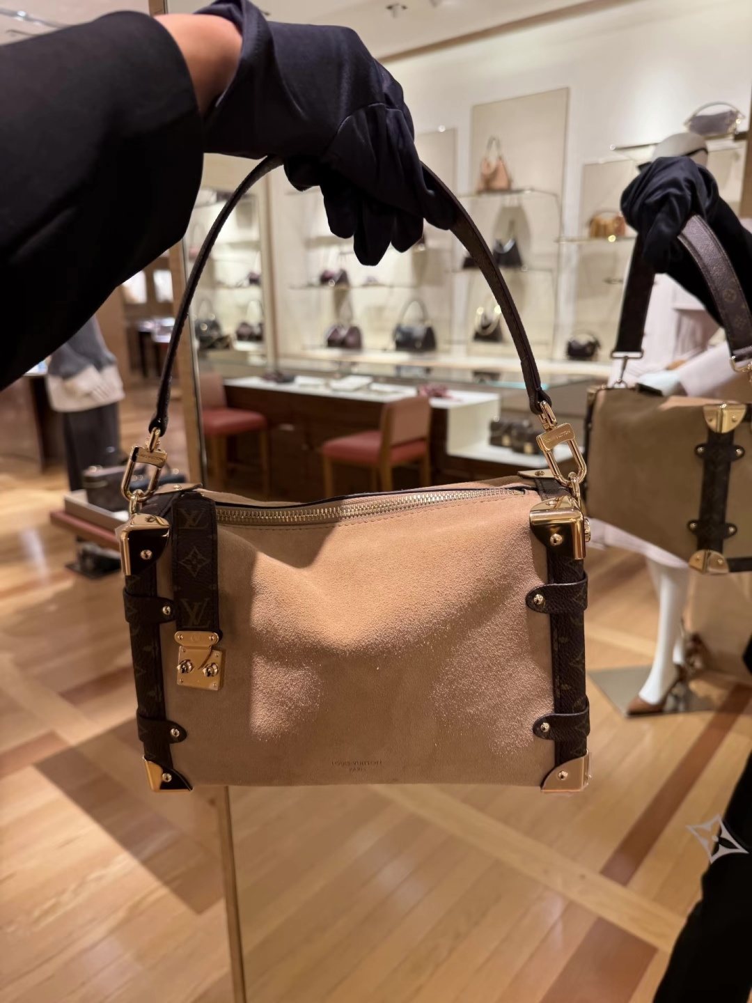 Louis Vuitton Trunk Top-Handle Bag with Monogram Trim — front