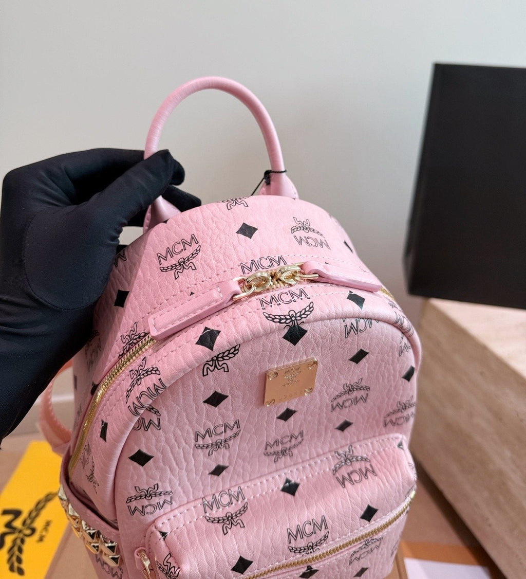 MCM Pink Monogram Backpack — front