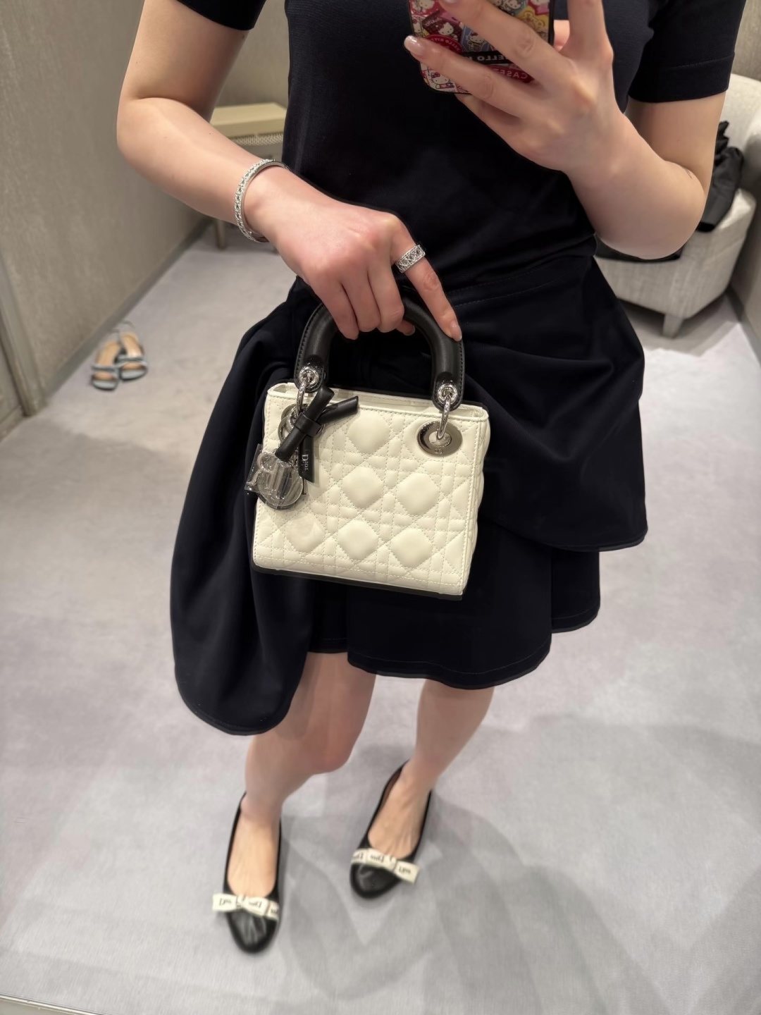 Dior Lady Dior Ivory Quilted Top-Handle Bag — model