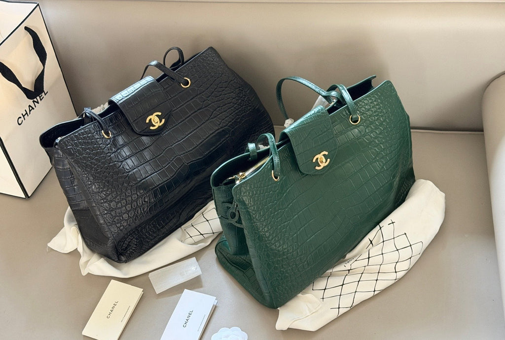 Chanel Crocodile-Pattern Hobo Shopper Bag — hero