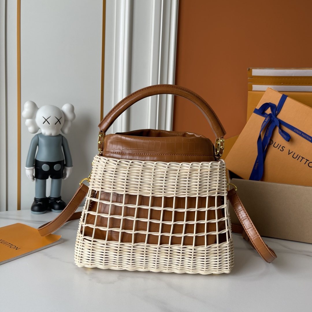 Louis Vuitton Capucines BB Rattan Woven Top-Handle Bag — back