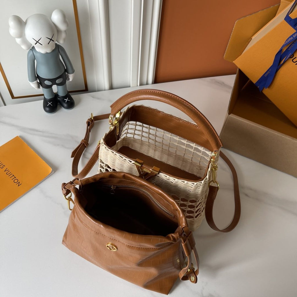 Louis Vuitton Capucines BB Rattan Woven Top-Handle Bag — detail