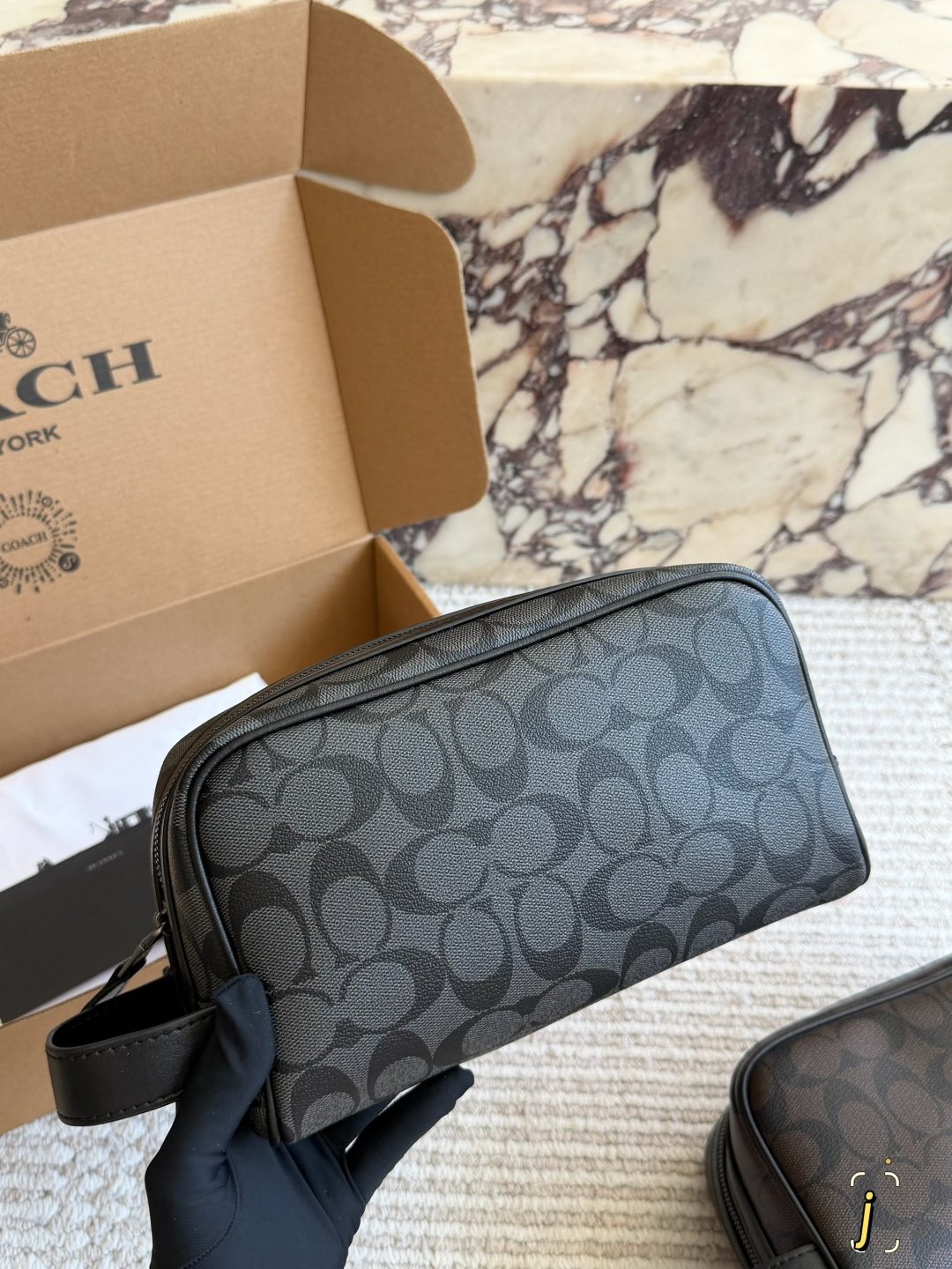 Coach C-Pattern Wrist Loop Toiletry Bag — hero