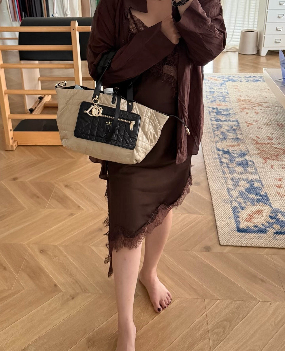 Dior Reversible Toujours Quilted Tote Bag — model