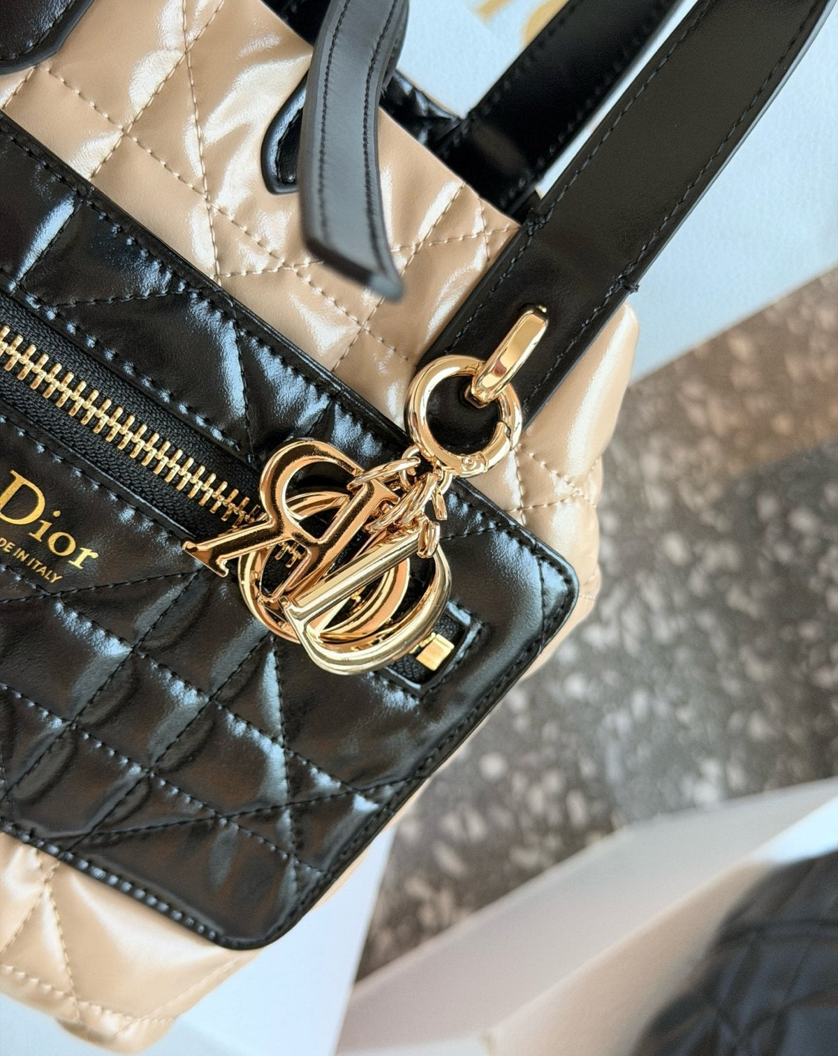 Dior Reversible Toujours Quilted Tote Bag — detail