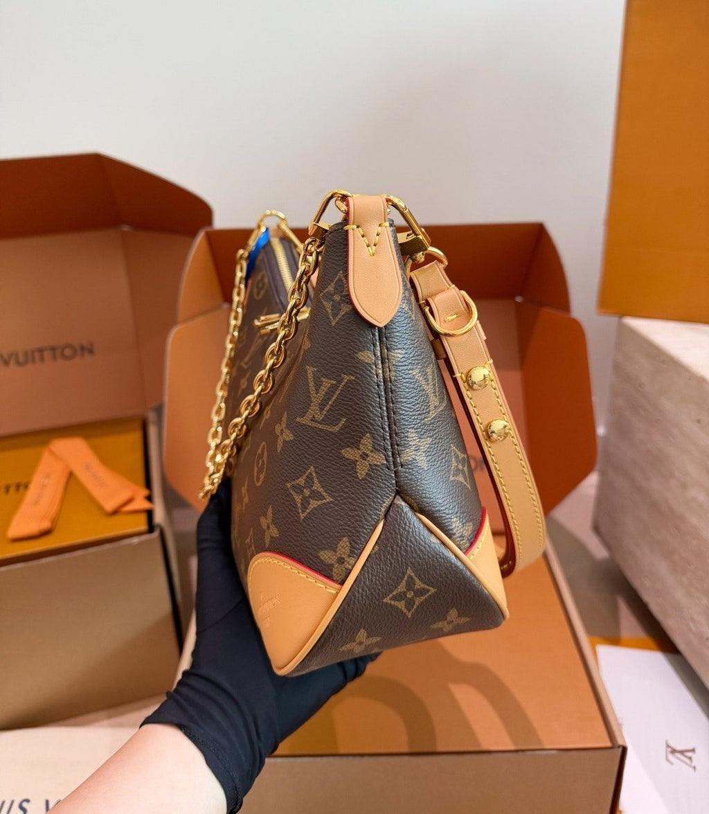 Louis Vuitton Monogram Curved-Top Chain Shoulder Bag — side