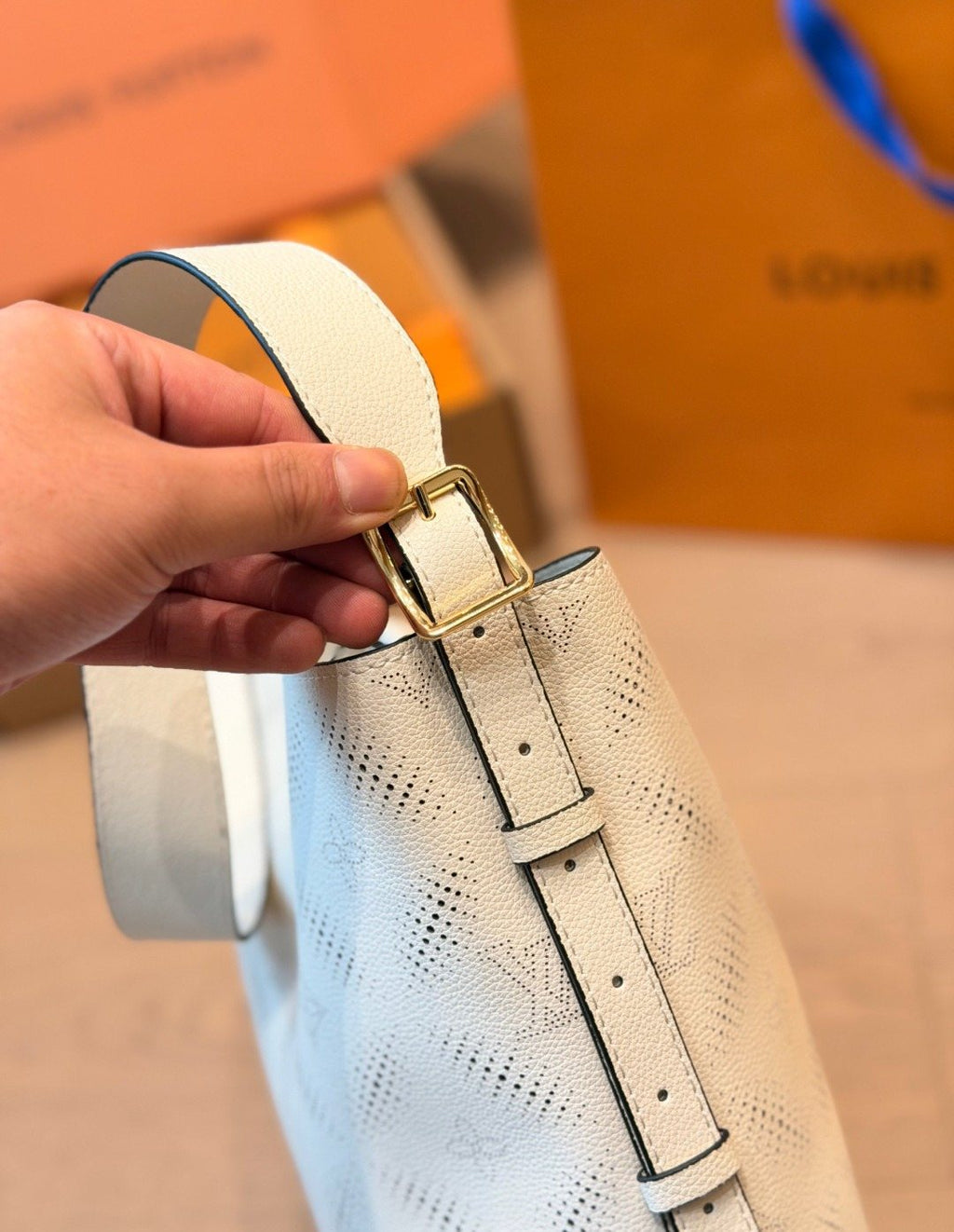 Louis Vuitton Noé Monogram Drawstring Bucket Bag — detail